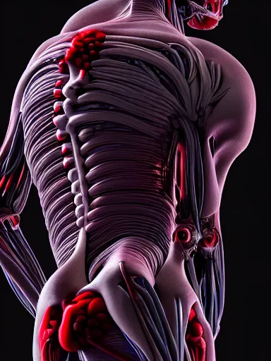 Prompt: anatomical sculpture of central nervous system : : quixel megascans, photorealism, cgi, digital concept art, redshift render, physically based rendering, cinematic, filmic : : illustrated on black paper by artgerm, nychos, alan grey