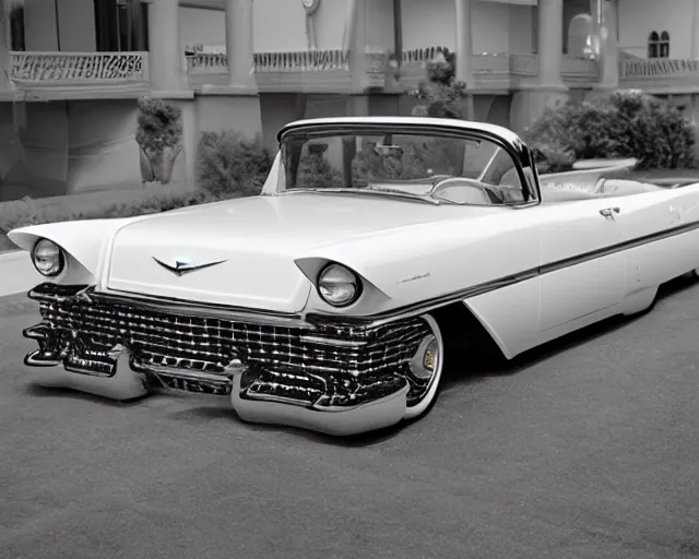 Prompt: a single 1 9 5 8 cadillac miller - meteor, lomography lady grey