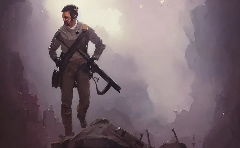 Prompt: a painting of gun poe trending on artstation in the style of greg rutkowski, 3 d, watercolor, beautiful, hawk, young