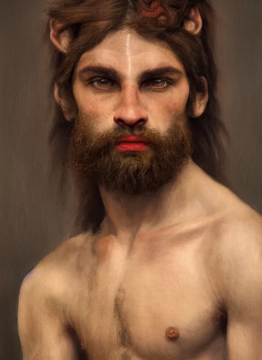Image similar to portrait of a Satyr in the style of stefan kostic, flickr, realistic photo, sharp focus, 8k high definition, insanely detailed, intricate, elegant