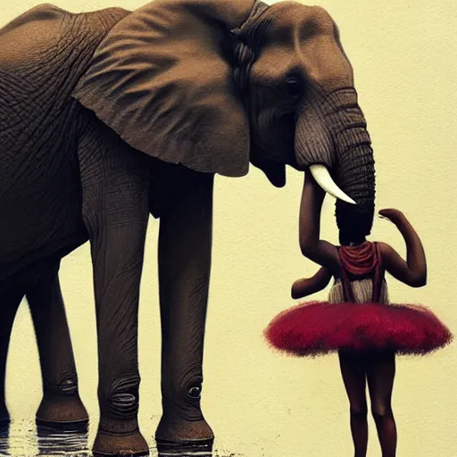 Image similar to an elephant wearing a tutu, greg rutkowski