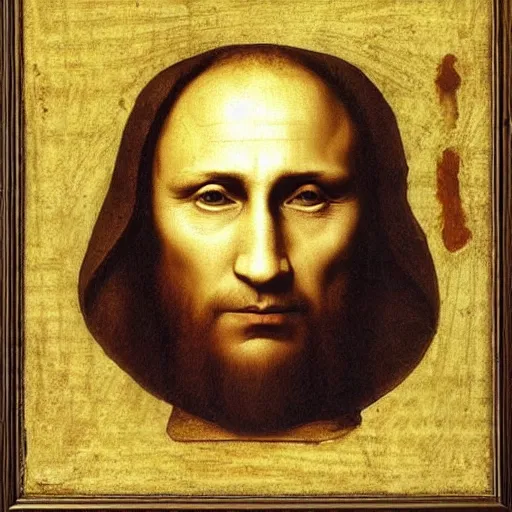 Image similar to portrait of Vladimir Putin, by Leonardo Da Vinci