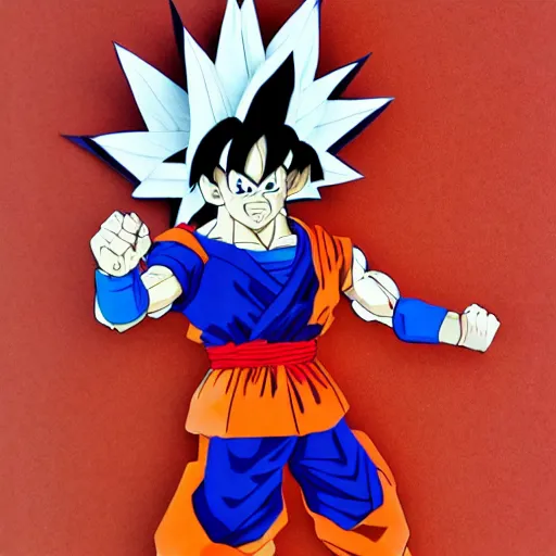 Image similar to a paper model of goku, paper modeling art.