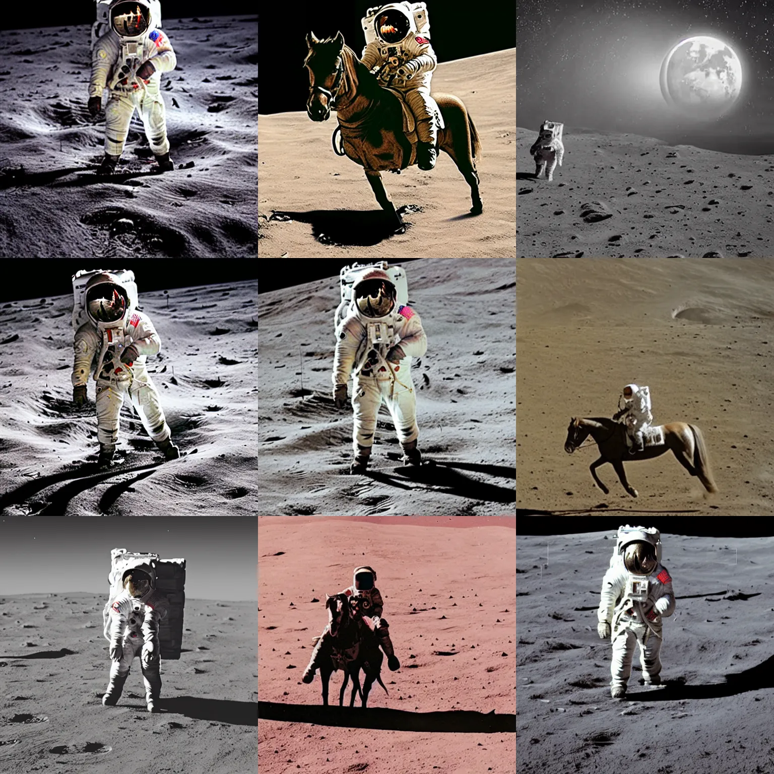 Prompt: an astronaut riding a horse on the moon