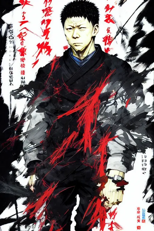 Image similar to gojo satoru from jujutsu kaisen, anime style painting, collaborative artwork of greg ruthowski, yoji shinkawa, ruan jia, exquisitely high quality and detailed