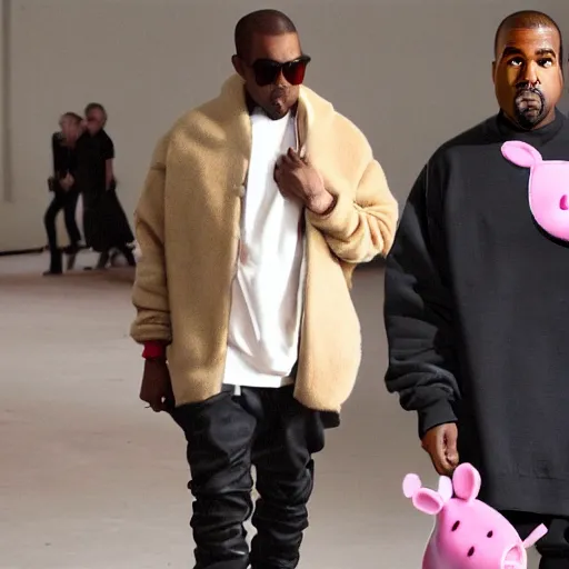 Image similar to kanye west dressed as peppa pig