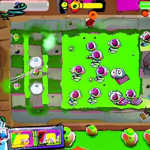 Prompt: Splatoon as a Plants vs Zombies video game, in game screenshot