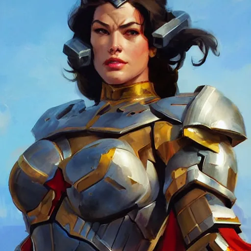 Image similar to greg manchess portrait painting of armored punisher wonderwoman as overwatch character, medium shot, asymmetrical, profile picture, organic painting, sunny day, matte painting, bold shapes, hard edges, street art, trending on artstation, by huang guangjian and gil elvgren and sachin teng