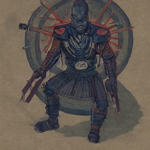 Image similar to old alien samurai