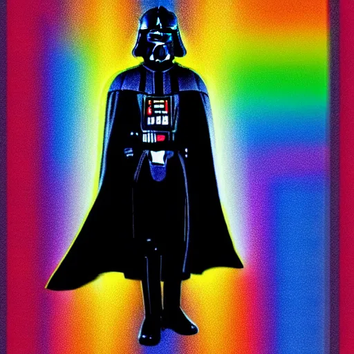 Prompt: photo of darth vader in gay pride colors