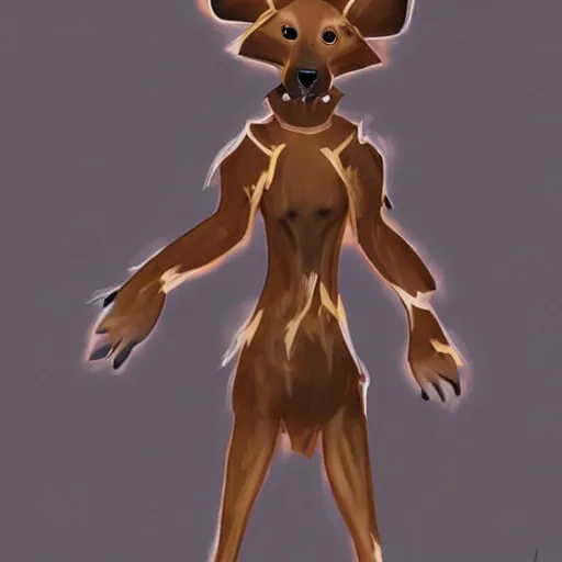 Prompt: a humanoid dog concept art, devian art