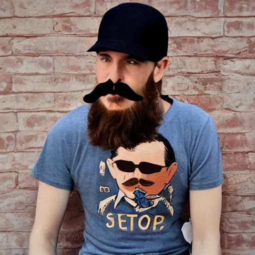 Image similar to vintage men's t - shirt, mustache, old school, wes anderson style