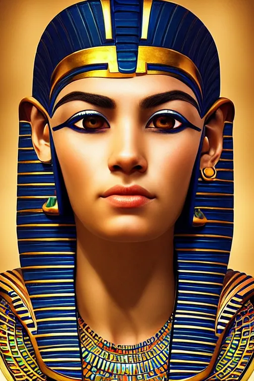 Image similar to a highly detailed beautiful portrait of a egyptian god with facial expression / emotion : sad in the style of artgerm.