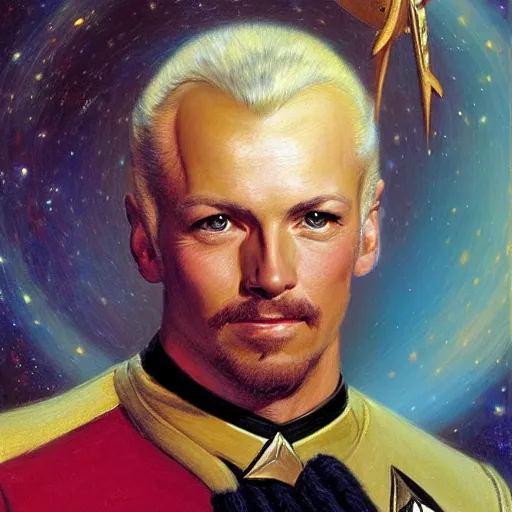 Image similar to a portrait of a bird birdman avian star trek captain. highly detailed painting by gaston bussiere, craig mullins, j. c. leyendecker, furry