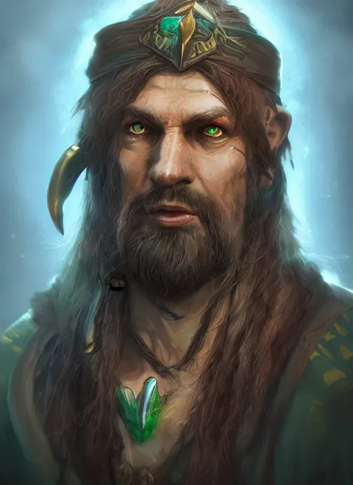 Image similar to A fantasy comic book style portrait painting of a male Druid elder, unreal 5, DAZ, hyperrealistic, octane render, cosplay, RPG portrait, dynamic lighting