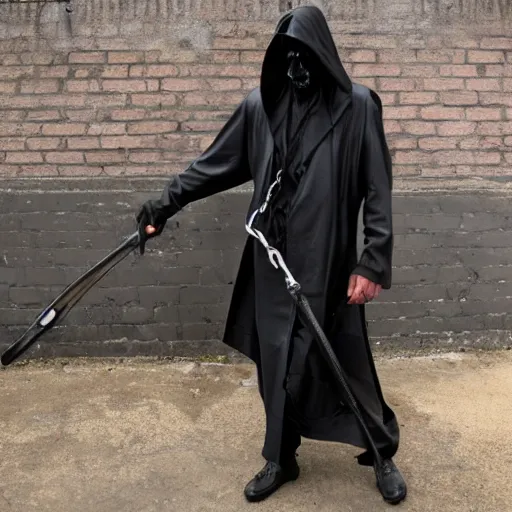 Image similar to grim reaper made of leather