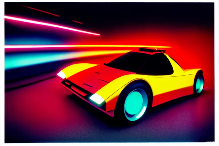 Image similar to stylized poster of autozam az - 1 concept, thick neon lights, ektachrome photograph, volumetric lighting, f 8 aperture, cinematic eastman 5 3 8 4 film