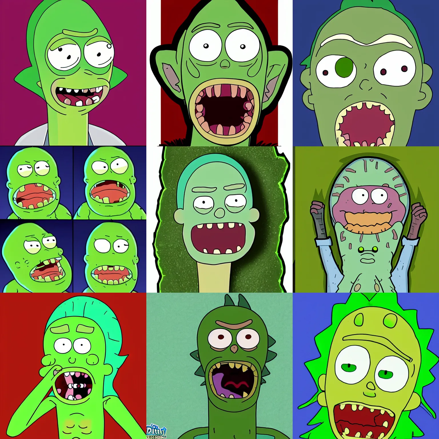 Prompt: pickle rick from rick and morty, cartoon