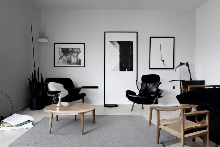 Prompt: a minimal design Scandinavian apartment