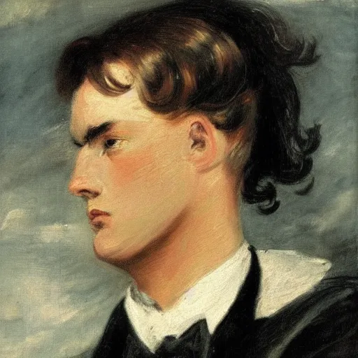 Image similar to portrait of Batman, painted by John Constable, oil on canvas