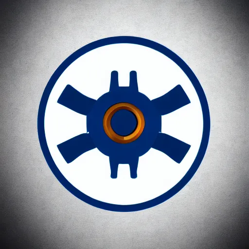 Prompt: a vectorized, 3 d, blue - grey gear, robot icon