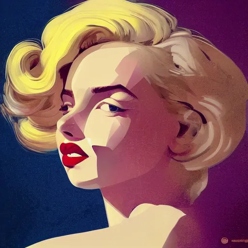 Image similar to Ana de Armas as Marylin Monroe with a blond hair, profile picture by Greg Rutkowski, asymmetrical, Organic Painting , Matte Painting, geometric shapes, hard edges, street art, trending on the artstation:2 by Sachin Teng:4, blur: -4