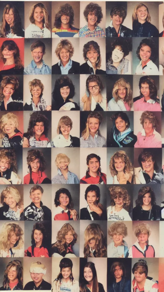 Prompt: cheesy 8 0 s yearbook photo