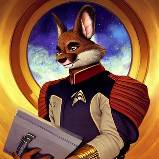 Prompt: a portrait of a roach in a starfleet uniform star trek chief engineer. zootopia fursona furaffinity furry art detailed face highly detailed painting by gaston bussiere craig mullins jc leyendecker gustav klimt artgerm greg rutkowski furry