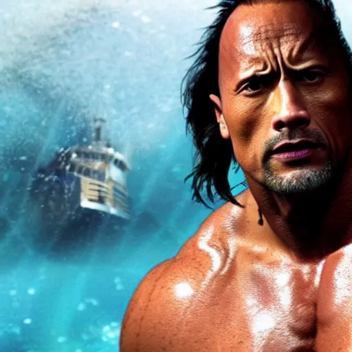 Image similar to Dwayne Johnson in water world 4K quality super realistic