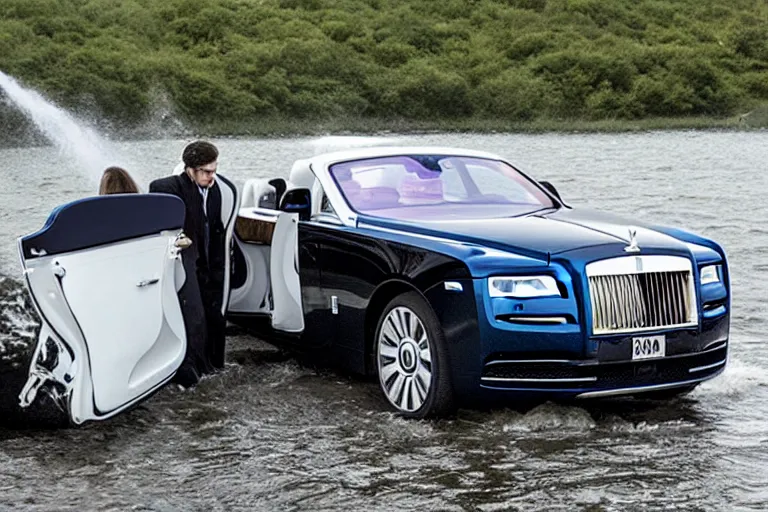 Image similar to stoned teenagers decided to drown Rolls-Royce