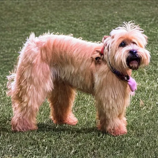 Prompt: hyper realistic photo of dolly parton as a wheaten terrier