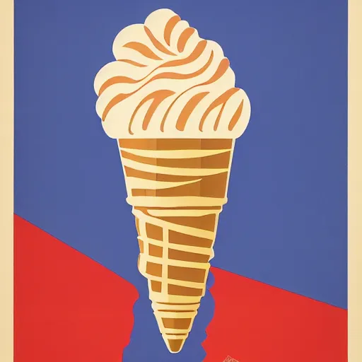 Prompt: soviet propaganda poster of an ice cream cone