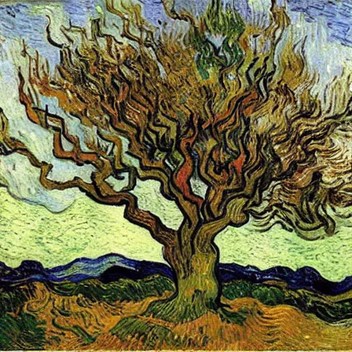 Image similar to vincent van gogh the mulberry tree ( 1 8 8 9 )