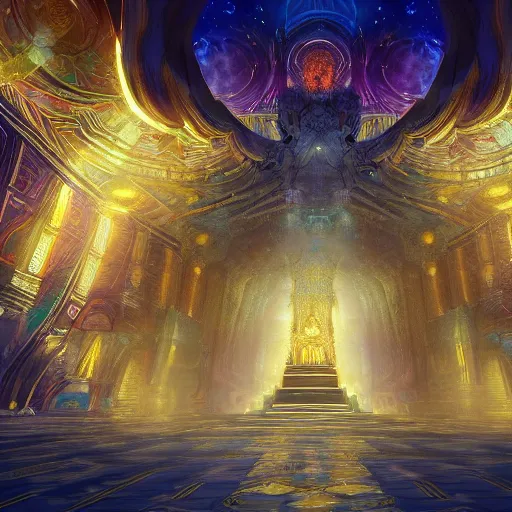 Image similar to a biggest temple of the universe in magical world, dreamy , magical effect, glowing effect, hyperreal, hyperdetailed, 8k, artstation, devianart