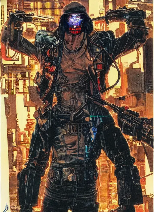 Image similar to cyberpunk the punisher. portrait by clyde caldwell and jean giraud and anton otto fischer and john philip falter and will eisner and gil elvgren
