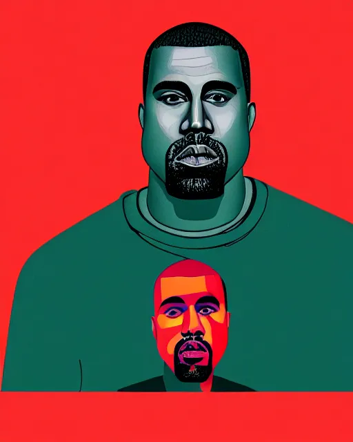 Image similar to Malika Favre illustration of Kanye West on red background