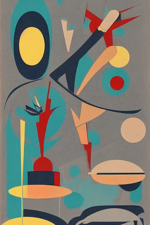 Image similar to mid - century modern atomic style by bernard simunovic