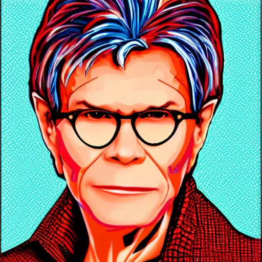 Prompt: bogdanoff portrait, pop art style, vivid colors