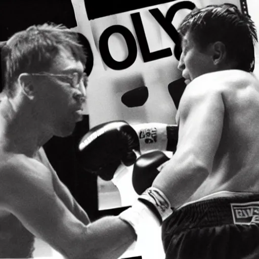 Prompt: bill hicks in a boxing match with bill gates