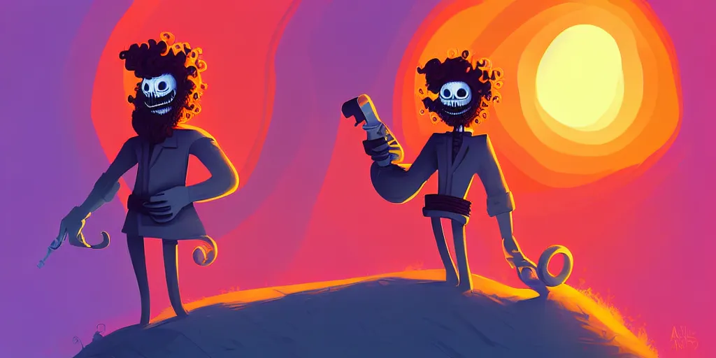 Image similar to curled perspective digital art of curly hair medic with ginger beard by anton fadeev from nightmare before christmas