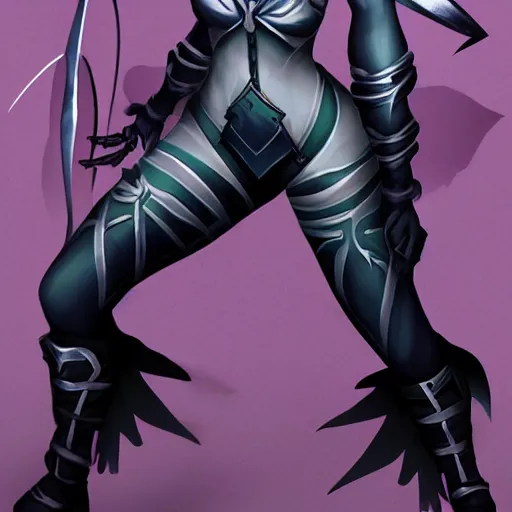 Prompt: Female drow fighter