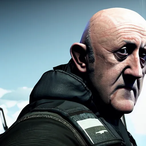 Image similar to Mike Ehrmantraut in Rainbox six siege, 4k, highly detailed