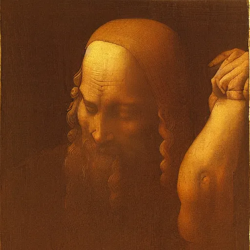 Image similar to a man missing the bus in the morning, by leonardo da vinci