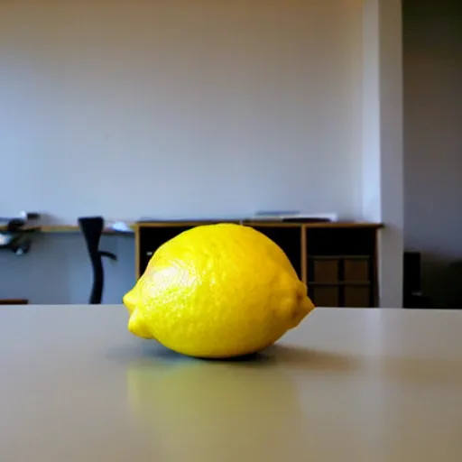 Prompt: a lemon, in an empty office, craigslist photo