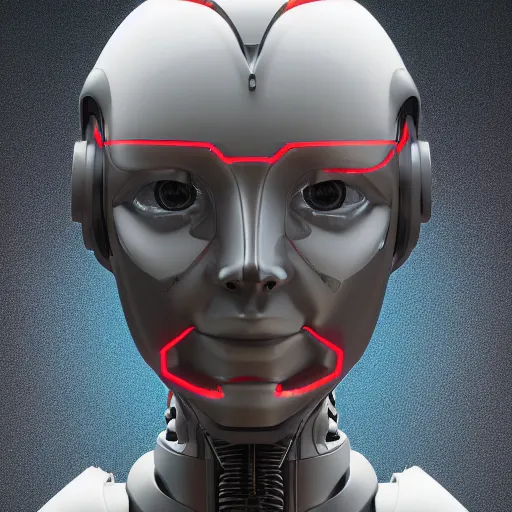 Image similar to an amazing robot-helmet, robotic head-bust portrait, of a sci-fi, human robot hybrid with weaponized systems built into the 3d helmet, cgi, zbrush, blender, octane render