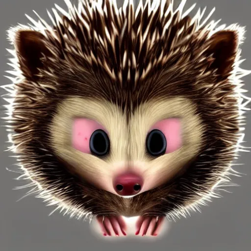 Image similar to the cutest hedgehog vampire in the whole wide world, masterpiece, digital art, light, bright, warm, fuzzy, cute, realistic