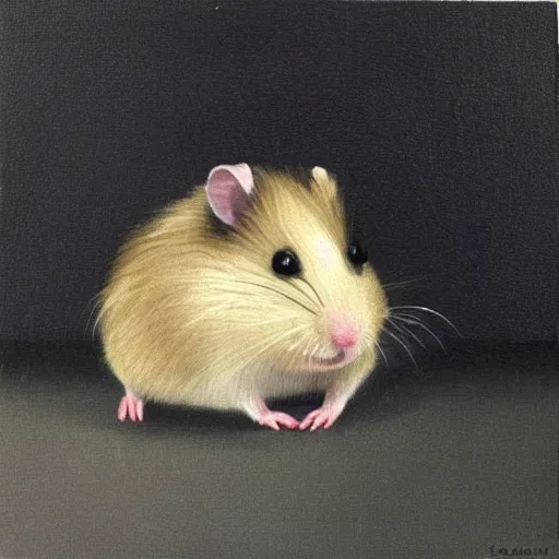 Prompt: hamster in the dark toiled