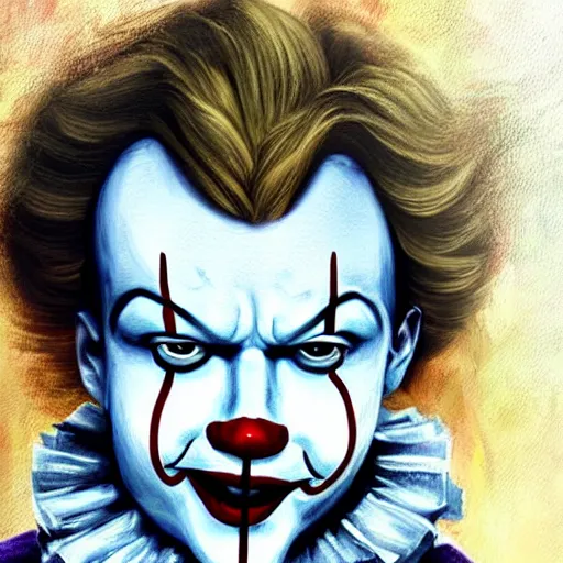 Prompt: a painting of leonardo dicaprio as pennywise