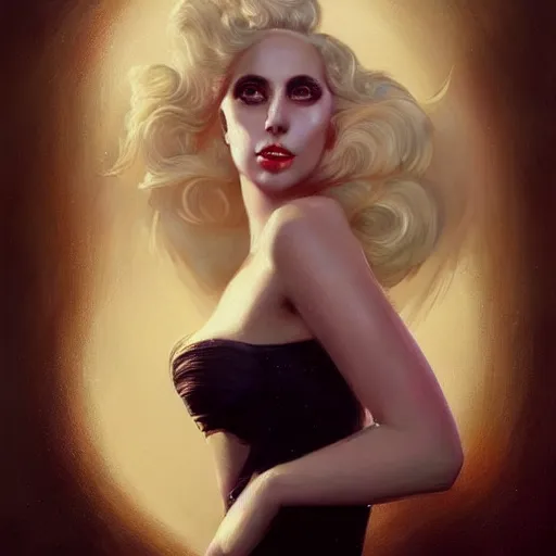 Image similar to a portrait of lady gaga by charlie bowater and anna dittmann and gil elvgren.