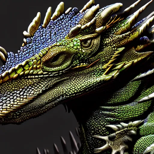 Image similar to dragon lizards close up, higly detailed, 8 k, photorealistic, art concept, artstation, sharp focus